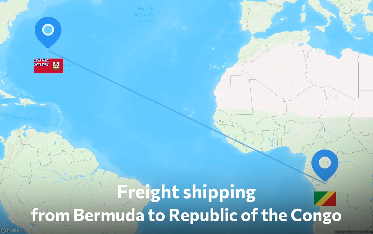 Shipping route from Bermuda to Republic of the Congo