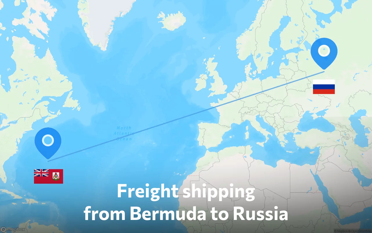 Shipping route from Bermuda to Russia