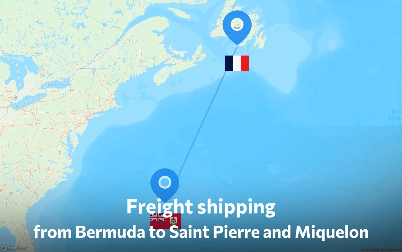 Shipping route from Bermuda to Saint Pierre and Miquelon