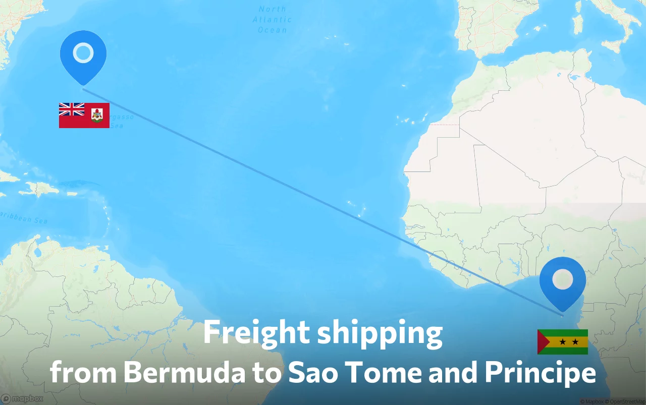 Shipping route from Bermuda to Sao Tome and Principe
