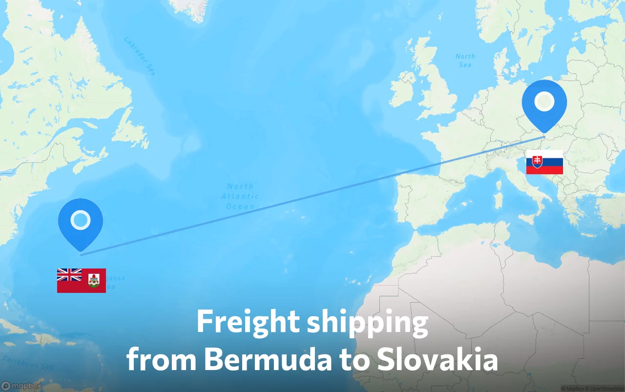 Shipping route from Bermuda to Slovakia