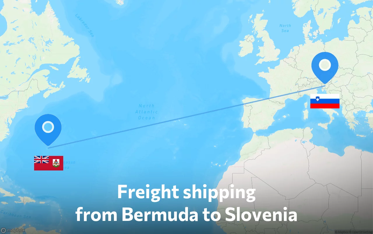 Shipping route from Bermuda to Slovenia