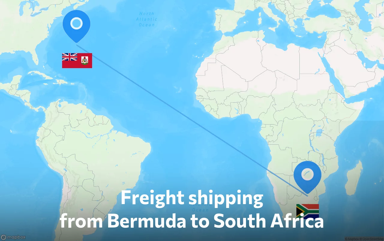 Shipping route from Bermuda to South Africa