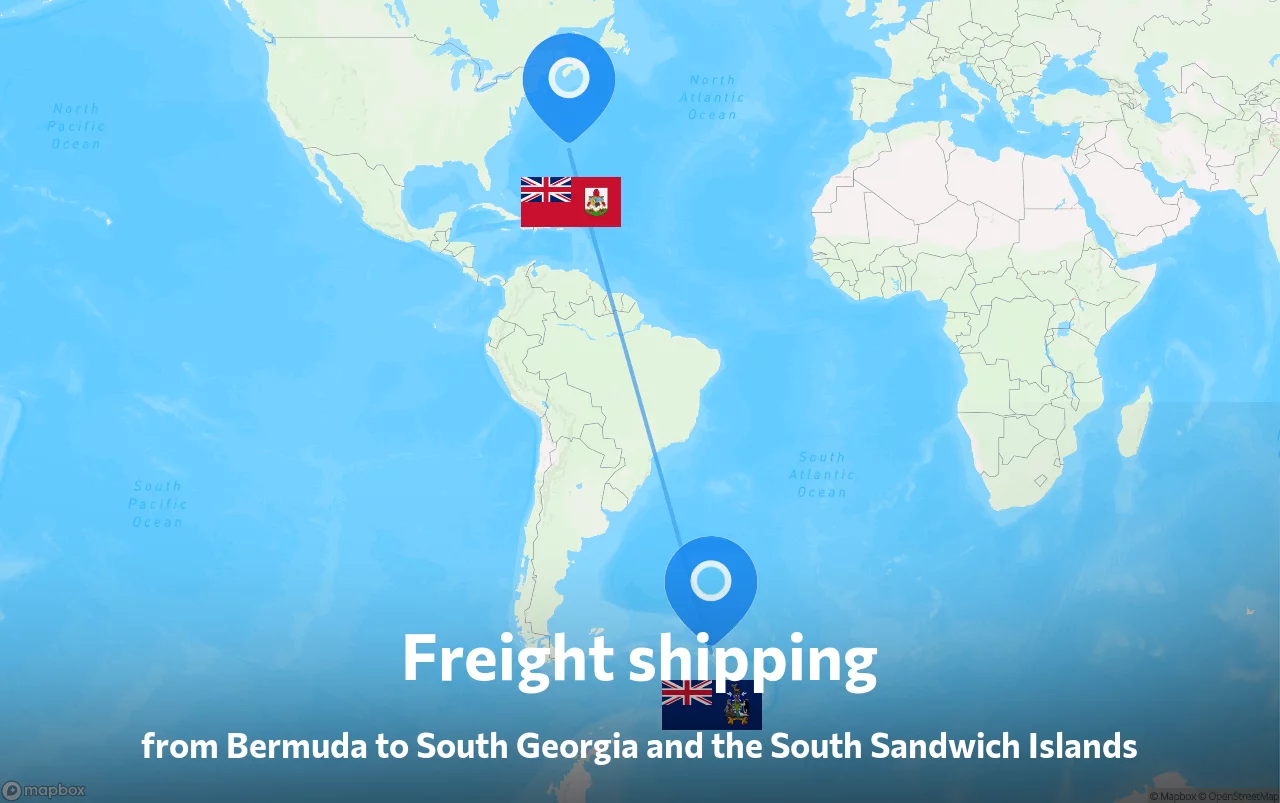 Shipping route from Bermuda to South Georgia and the South Sandwich Islands