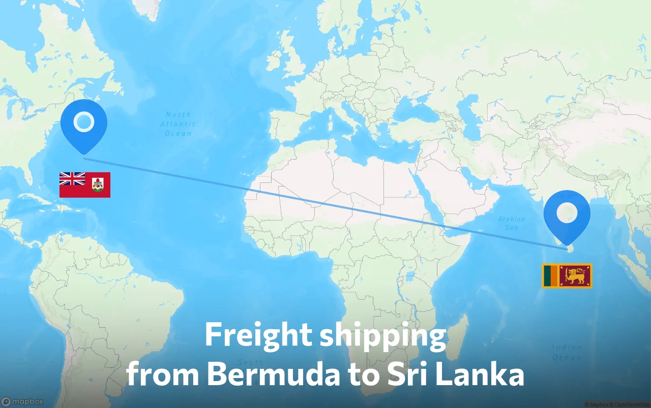Shipping route from Bermuda to Sri Lanka