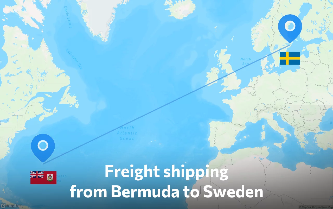 Shipping route from Bermuda to Sweden