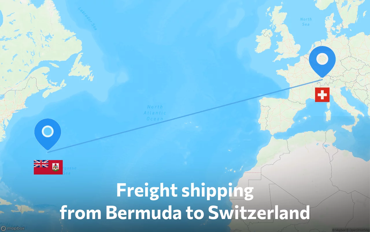 Shipping route from Bermuda to Switzerland