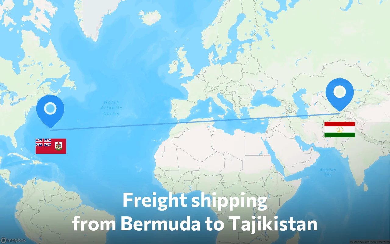 Shipping route from Bermuda to Tajikistan
