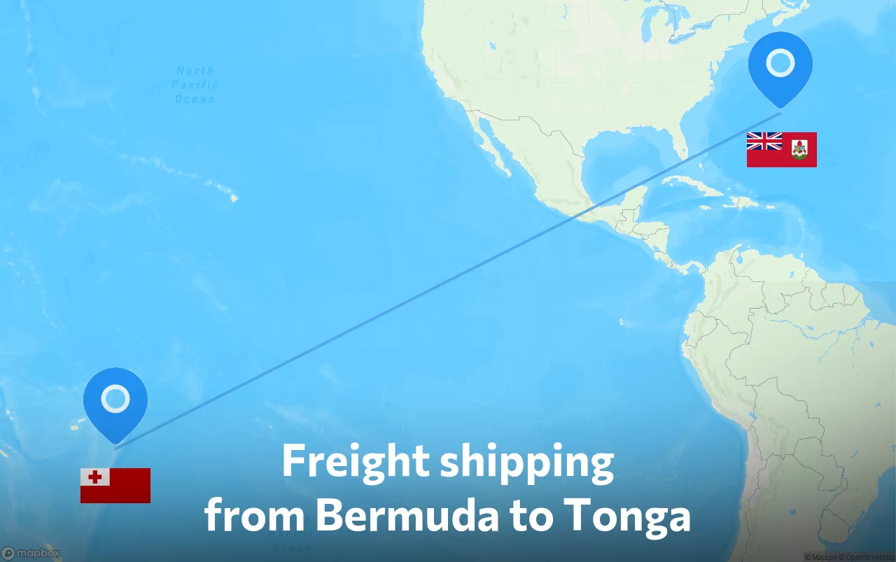 Shipping route from Bermuda to Tonga