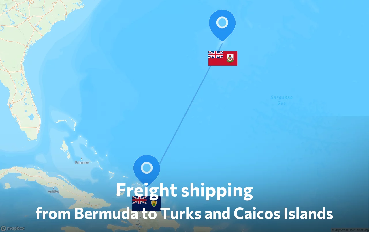 Shipping route from Bermuda to Turks and Caicos Islands