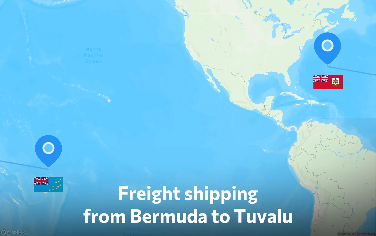 Shipping route from Bermuda to Tuvalu