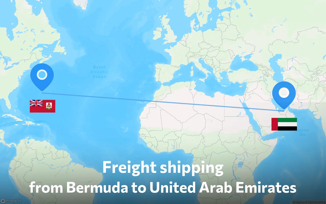 Shipping route from Bermuda to United Arab Emirates
