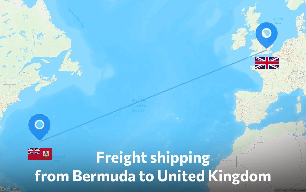 Shipping route from Bermuda to United Kingdom