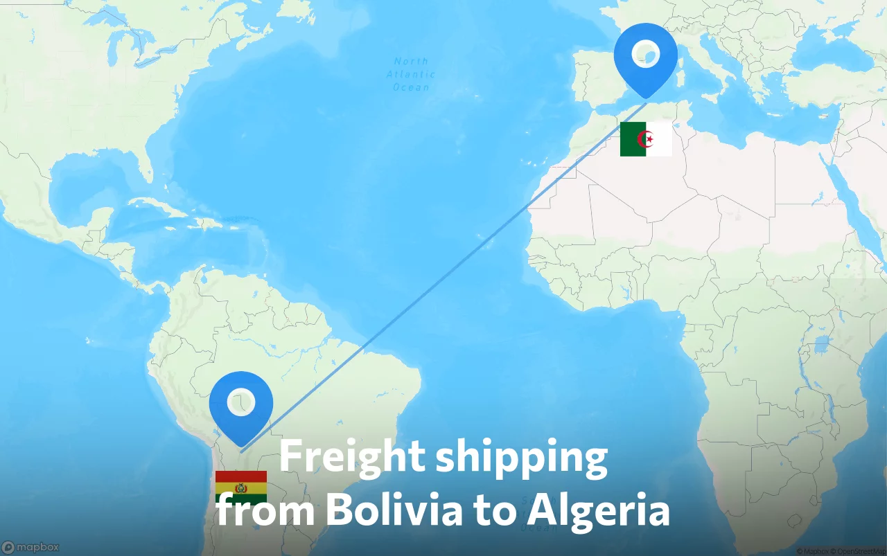 Shipping route from Bolivia to Algeria