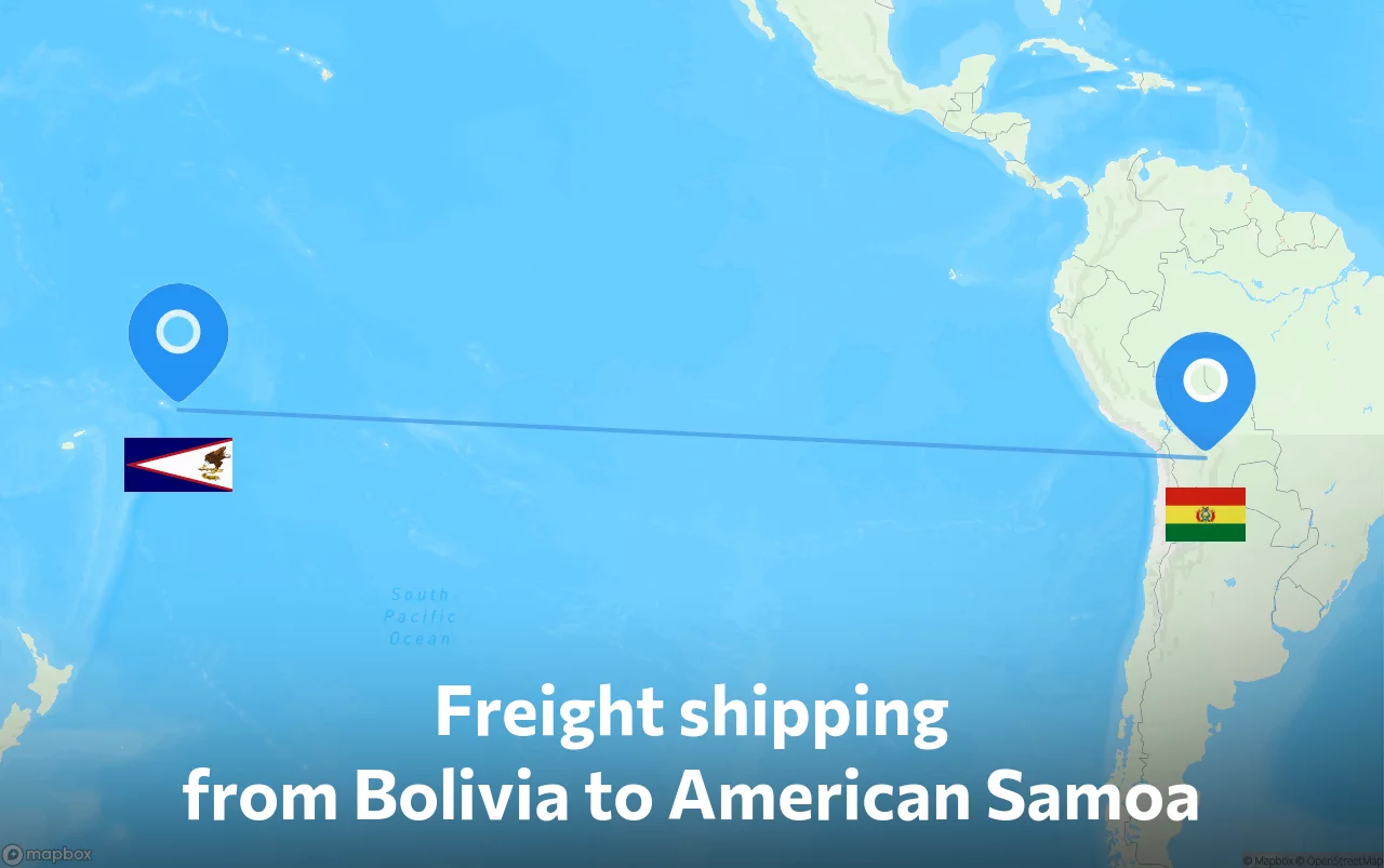Shipping route from Bolivia to American Samoa
