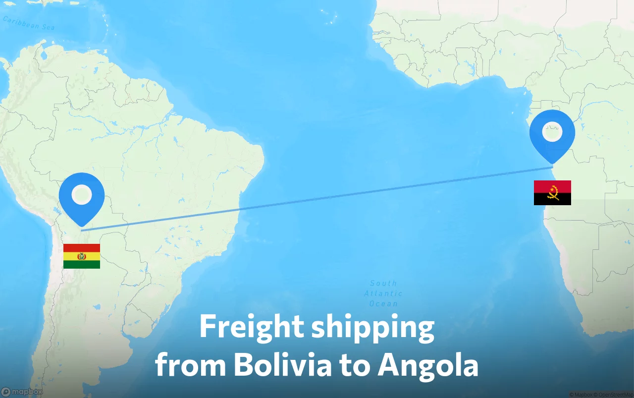 Shipping route from Bolivia to Angola