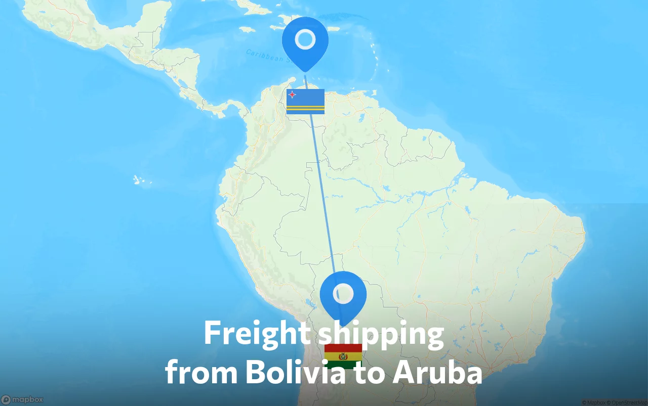 Shipping route from Bolivia to Aruba