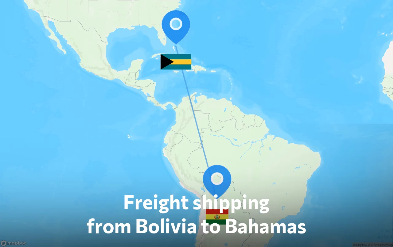 Shipping route from Bolivia to Bahamas