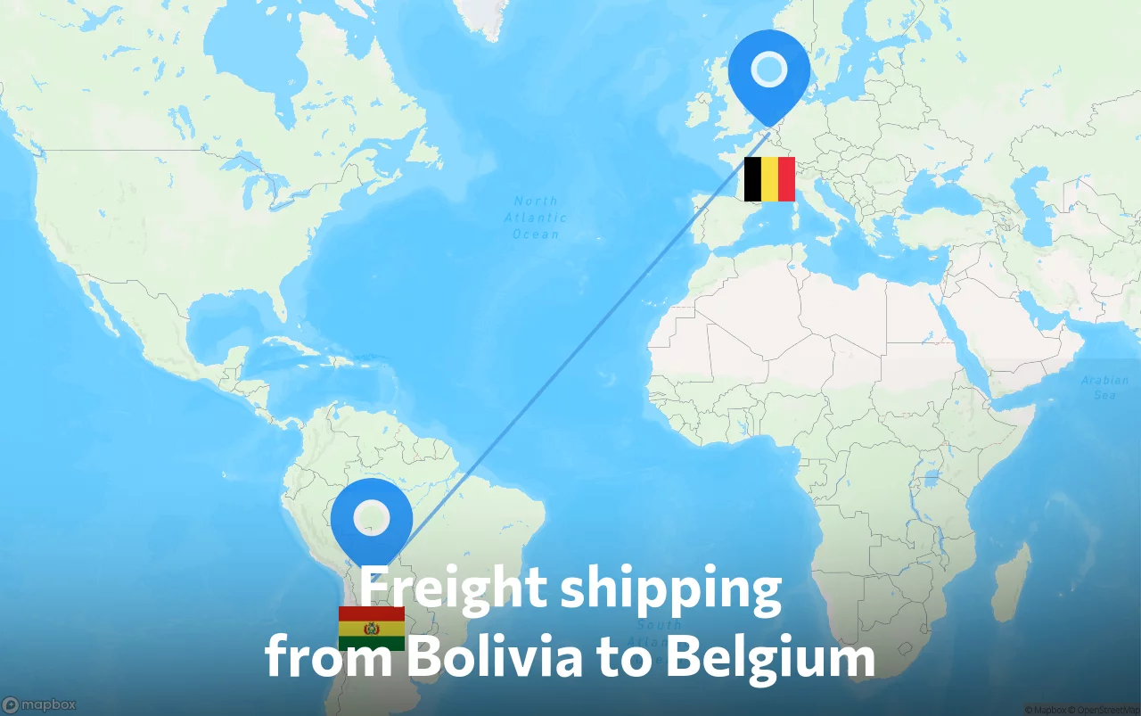 Shipping route from Bolivia to Belgium