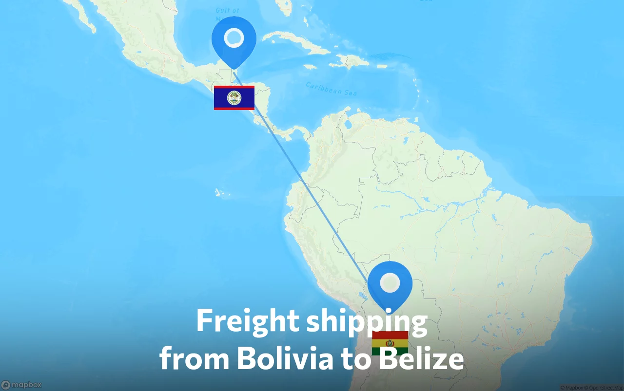 Shipping route from Bolivia to Belize