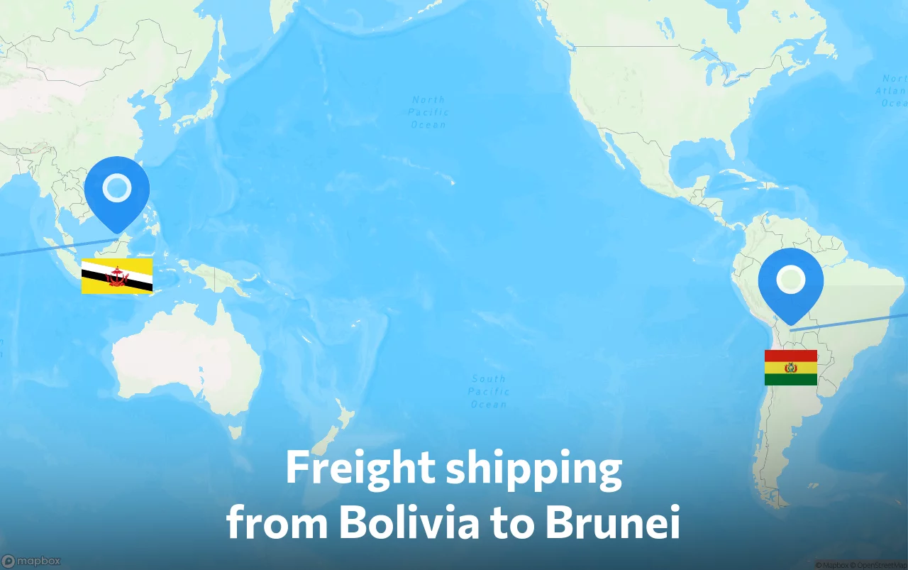 Shipping route from Bolivia to Brunei