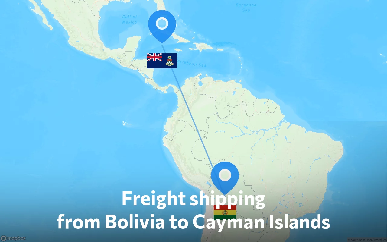 Shipping route from Bolivia to Cayman Islands