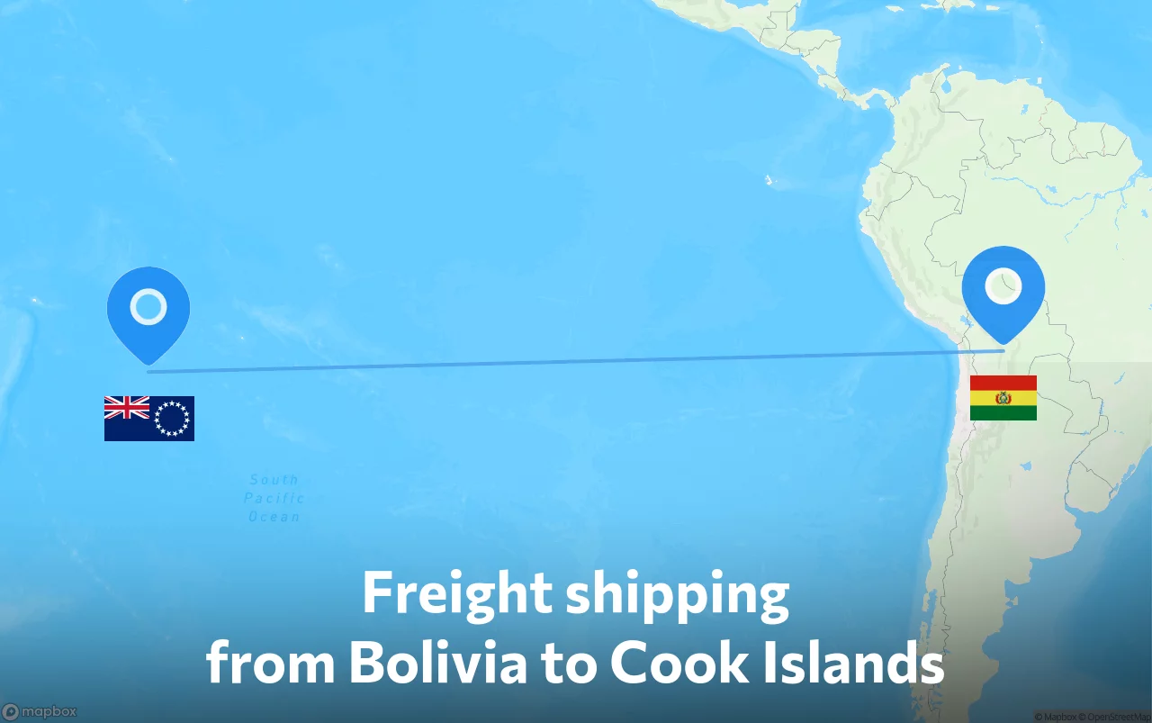 Shipping route from Bolivia to Cook Islands