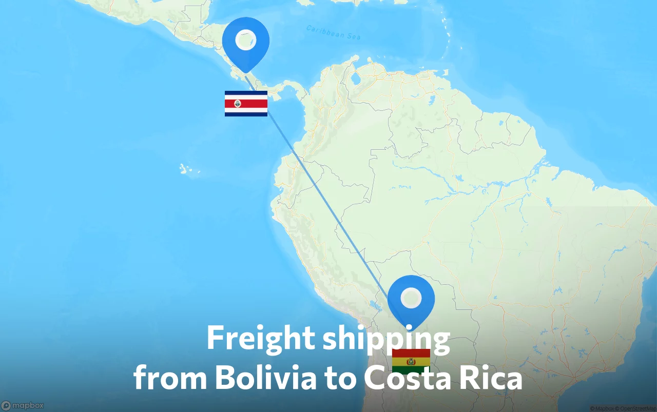 Shipping route from Bolivia to Costa Rica