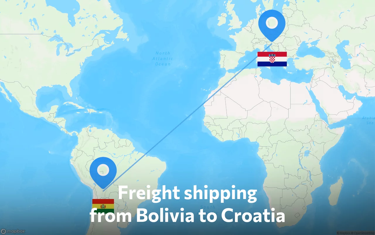 Shipping route from Bolivia to Croatia