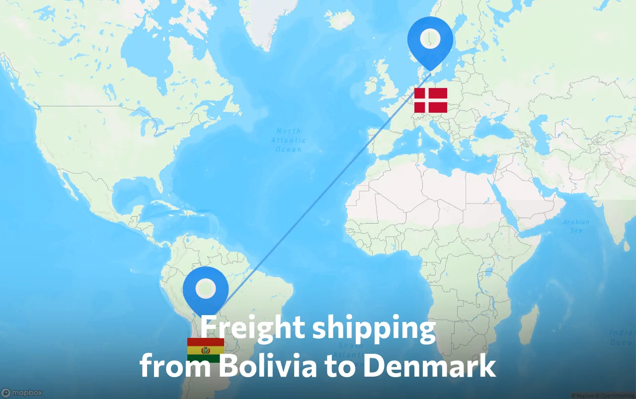 Shipping route from Bolivia to Denmark