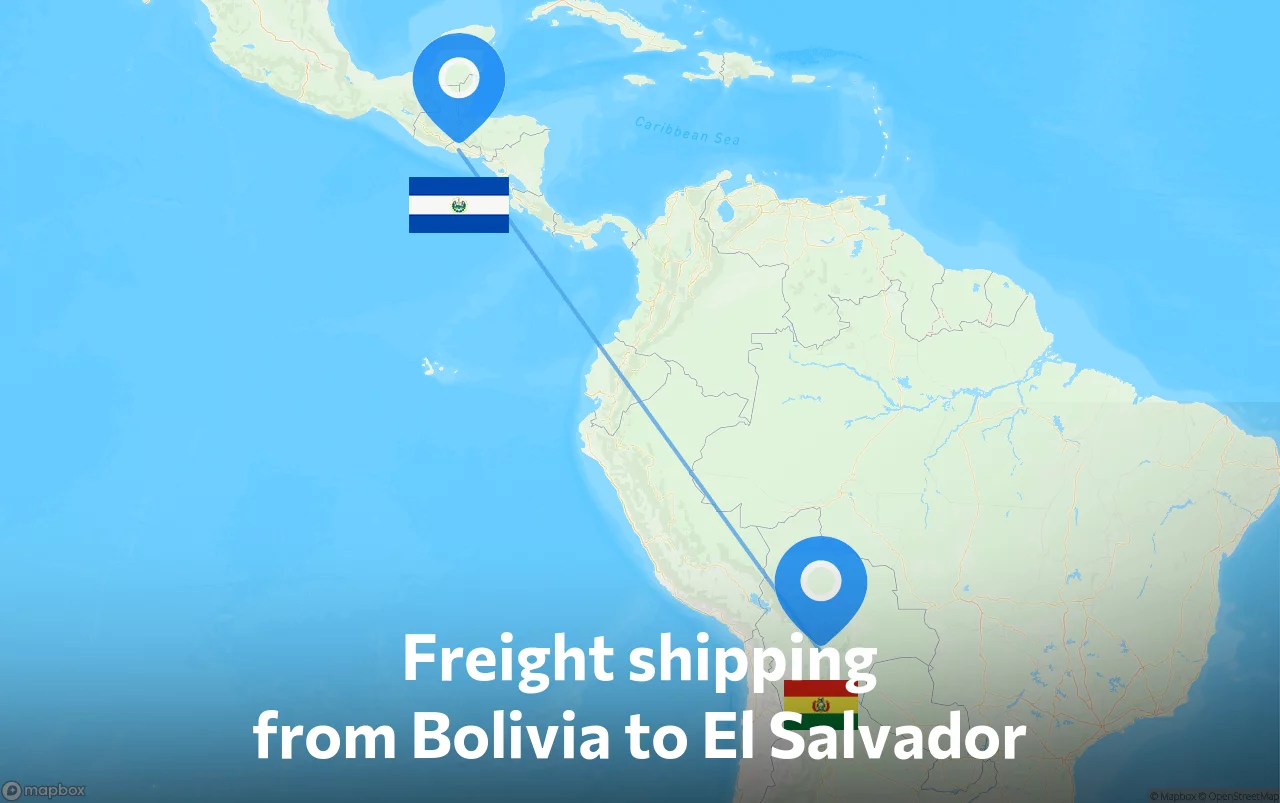 Shipping route from Bolivia to El Salvador