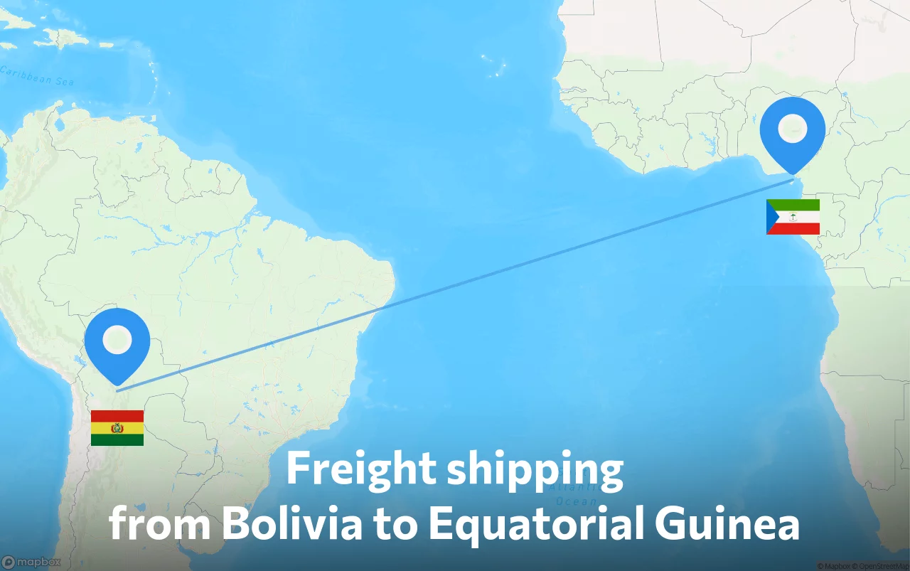 Shipping route from Bolivia to Equatorial Guinea