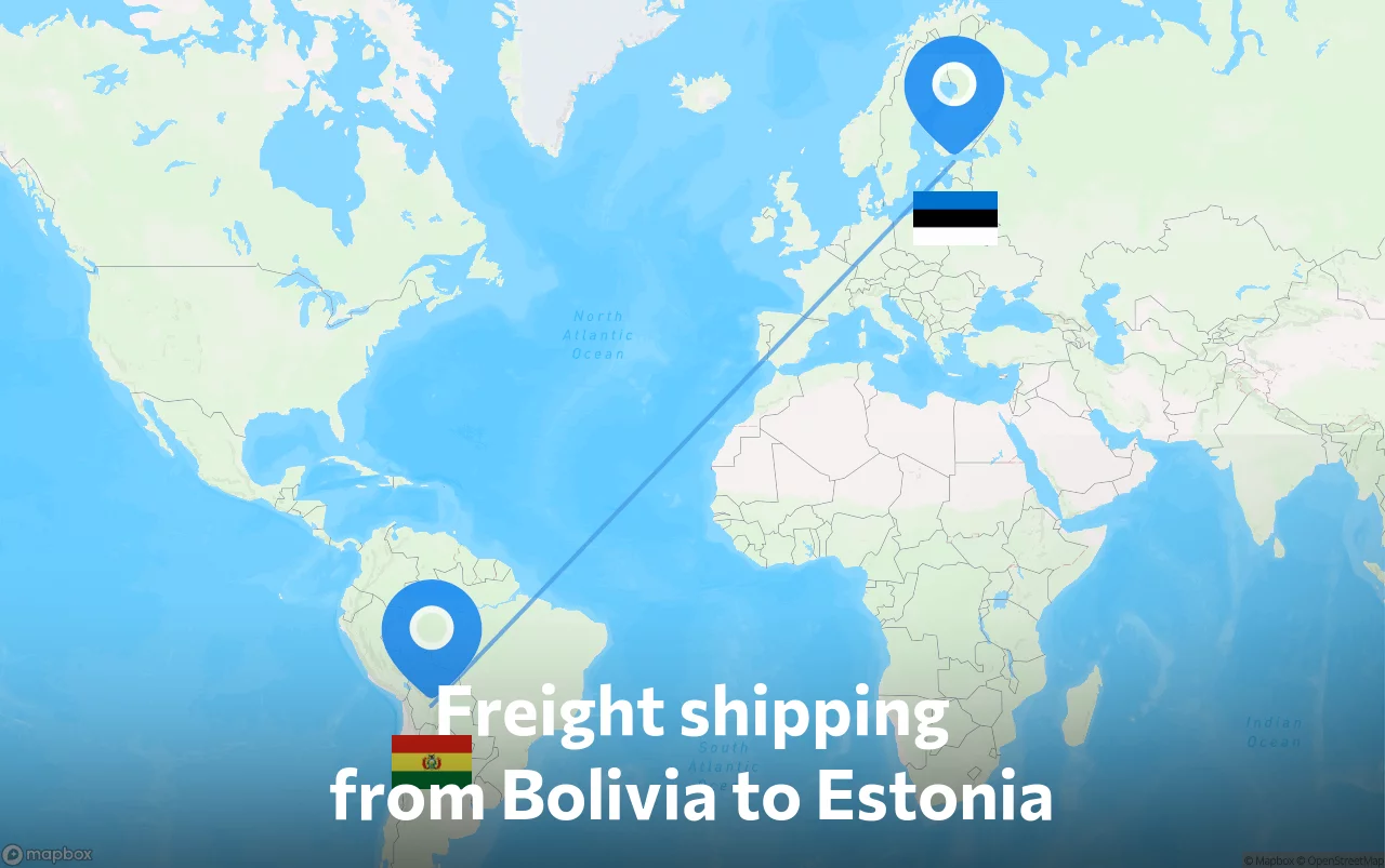 Shipping route from Bolivia to Estonia