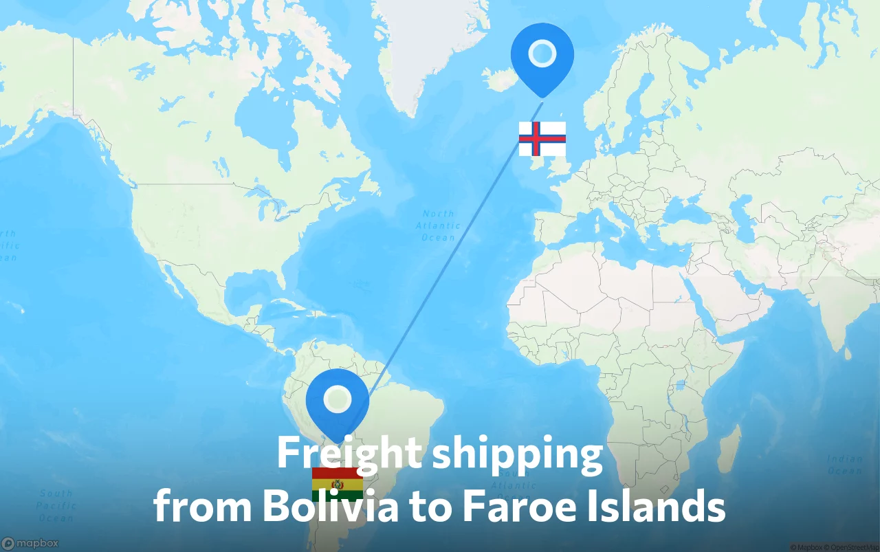 Shipping route from Bolivia to Faroe Islands