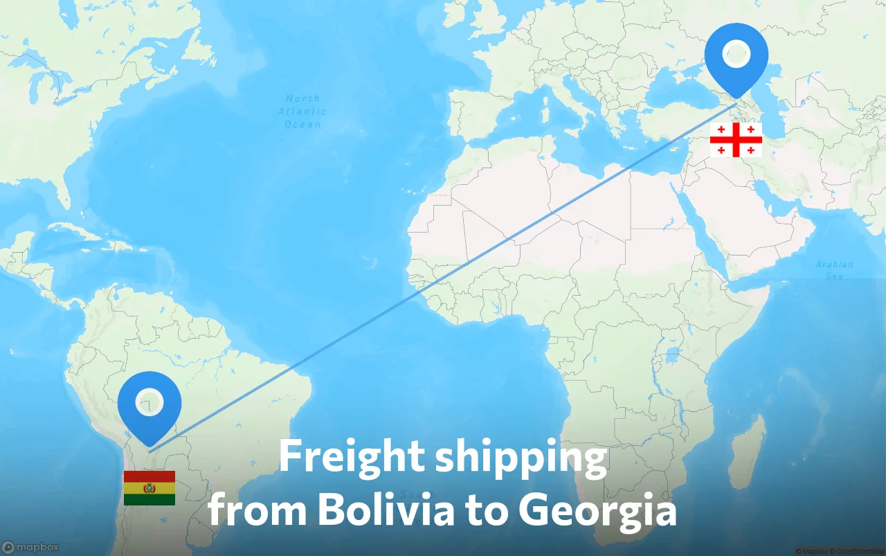 Shipping route from Bolivia to Georgia