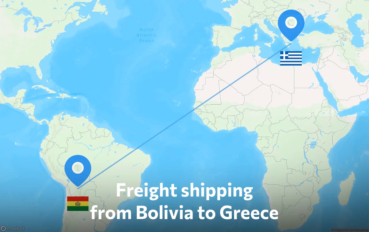 Shipping route from Bolivia to Greece