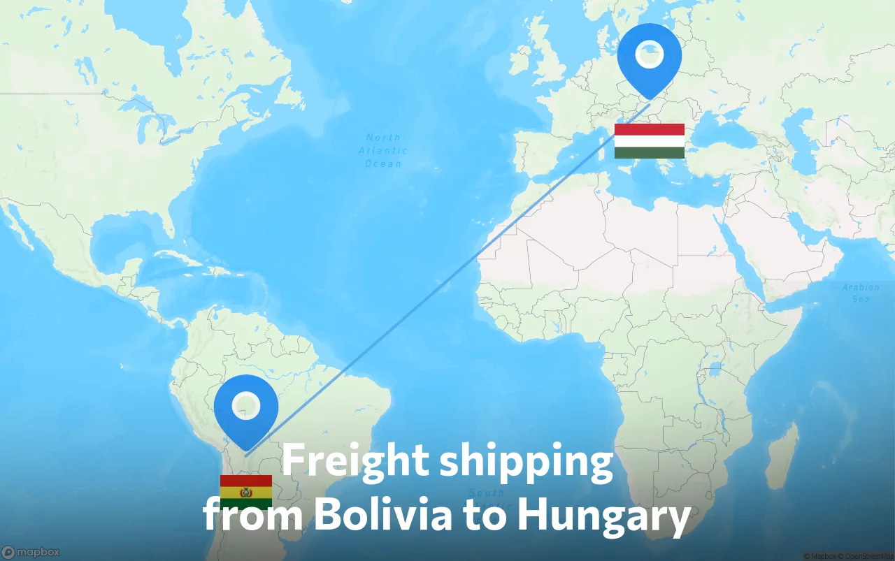 Shipping route from Bolivia to Hungary