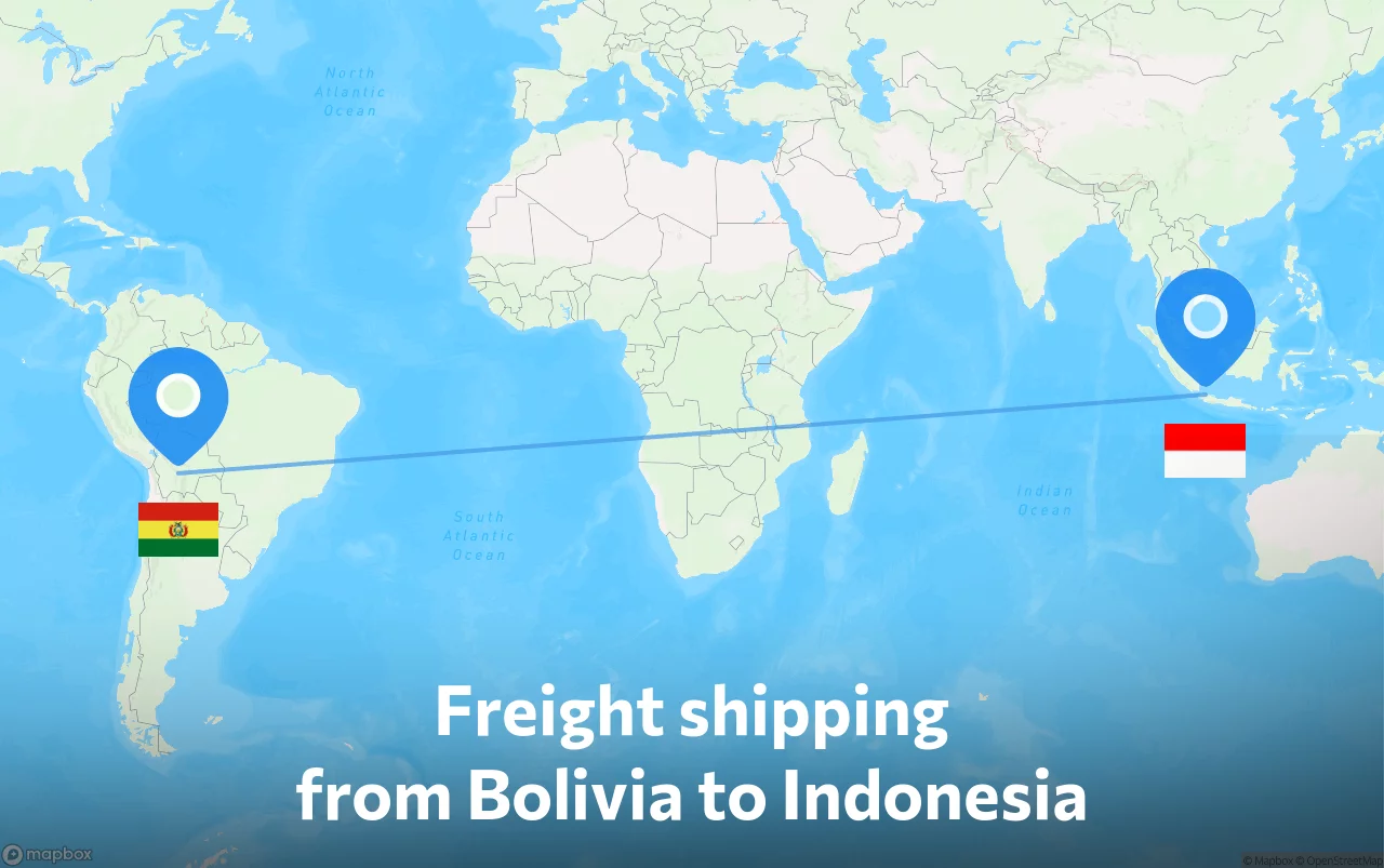 Shipping route from Bolivia to Indonesia