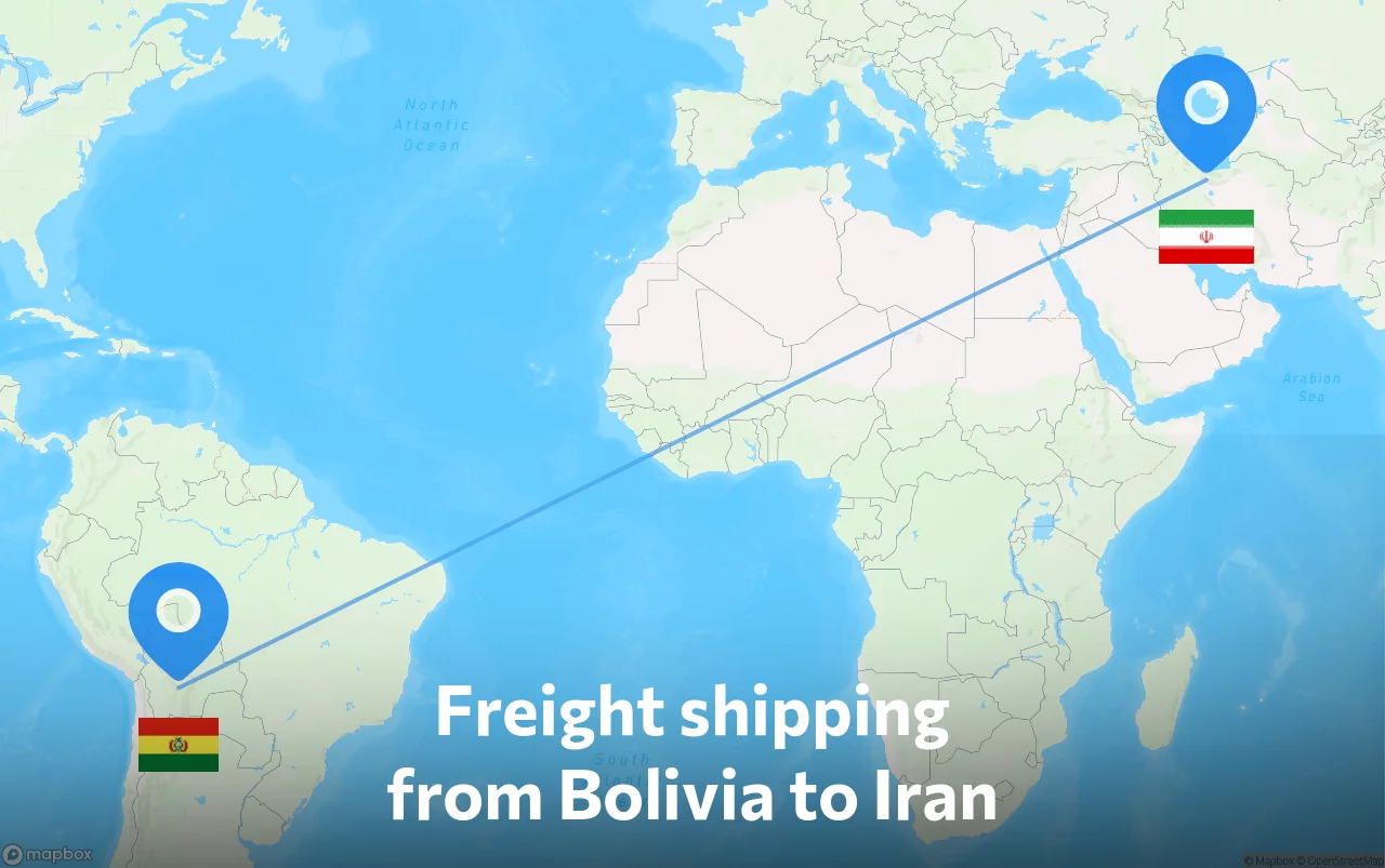 Shipping route from Bolivia to Iran