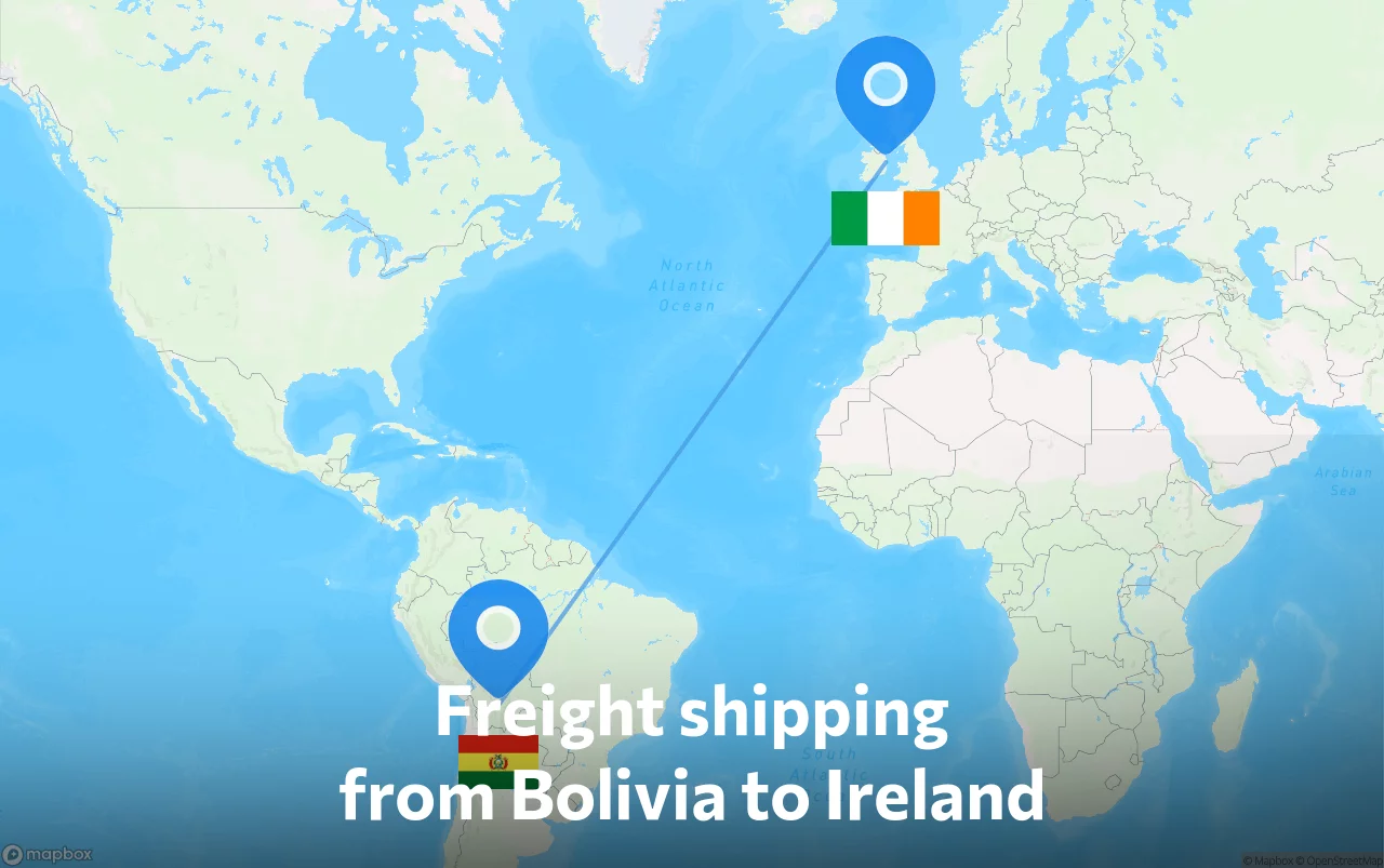 Shipping route from Bolivia to Ireland