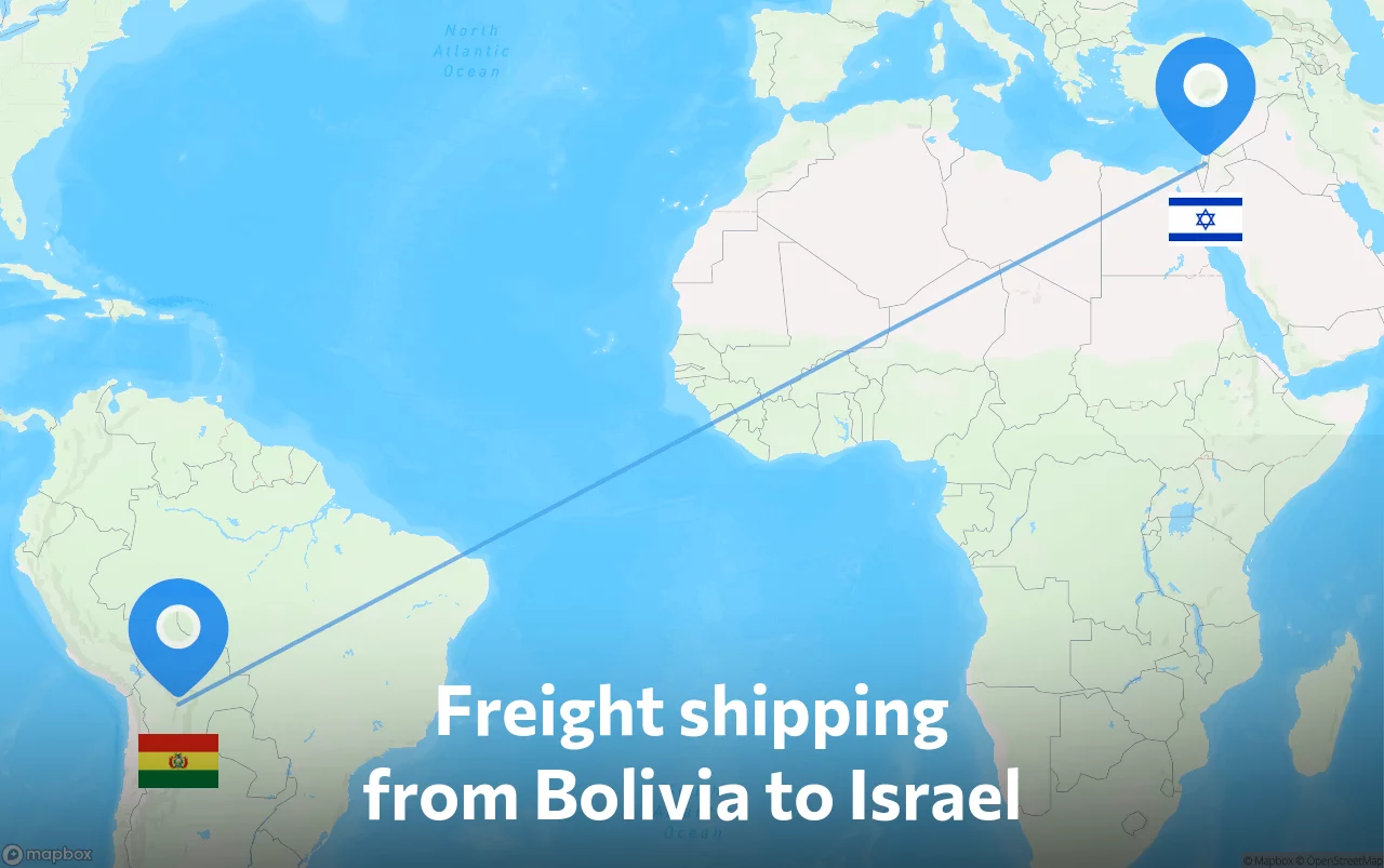 Shipping route from Bolivia to Israel