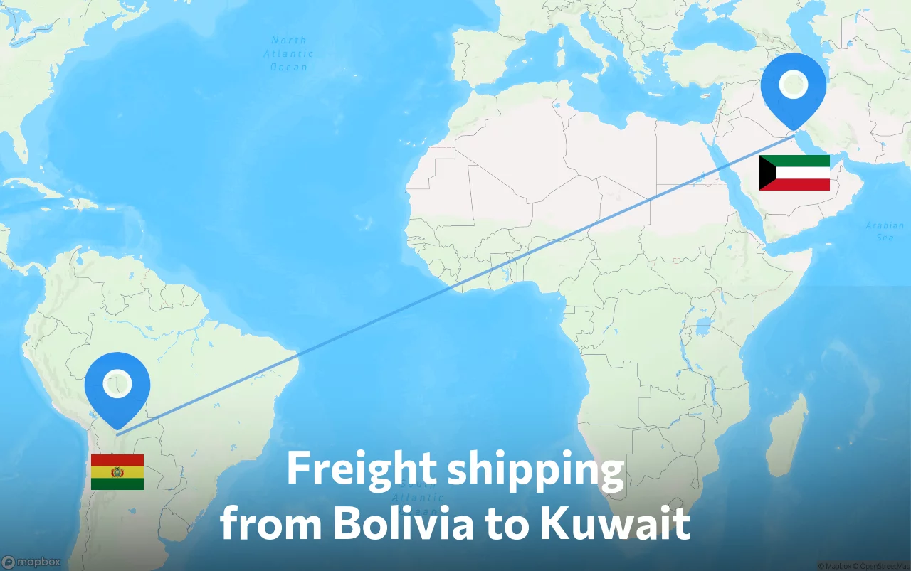 Shipping route from Bolivia to Kuwait