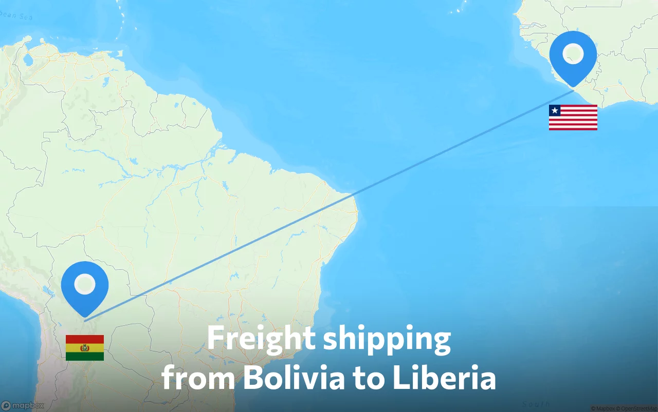 Shipping route from Bolivia to Liberia
