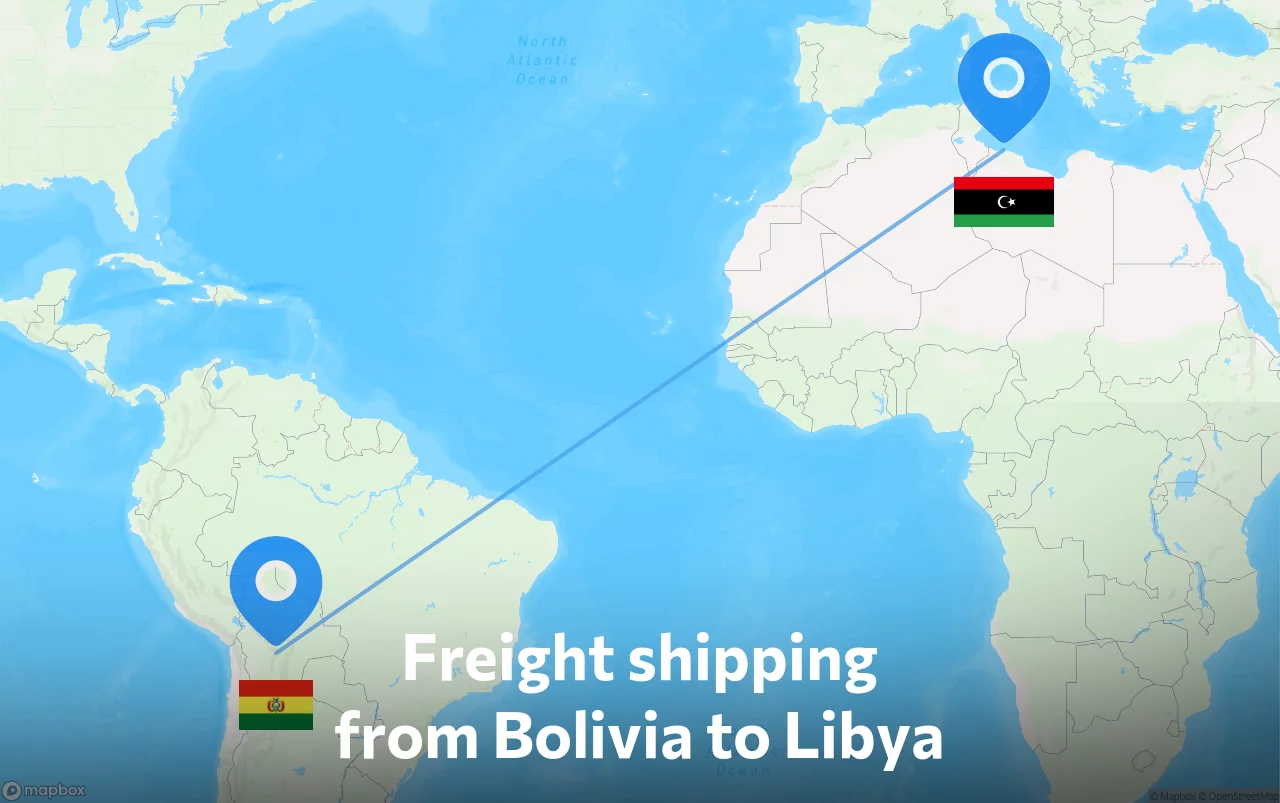 Shipping route from Bolivia to Libya