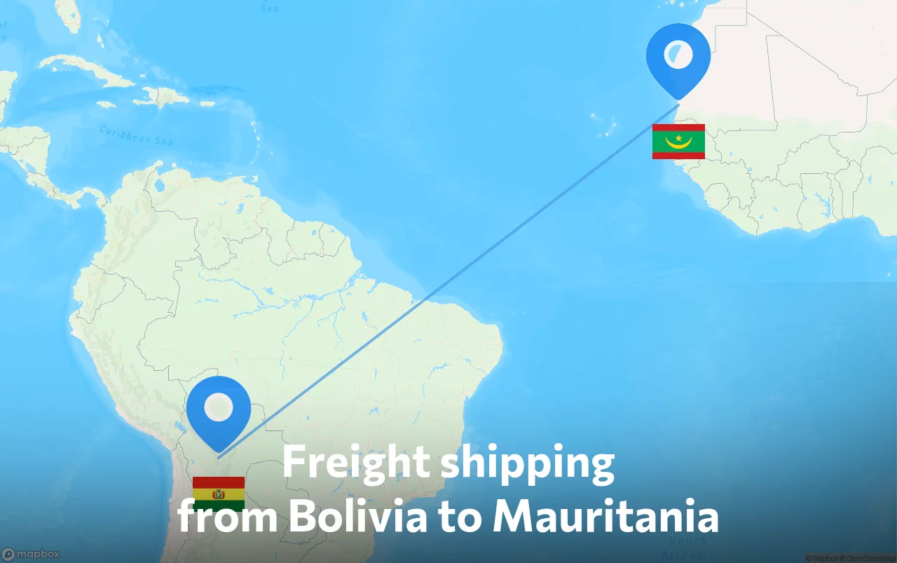 Shipping route from Bolivia to Mauritania