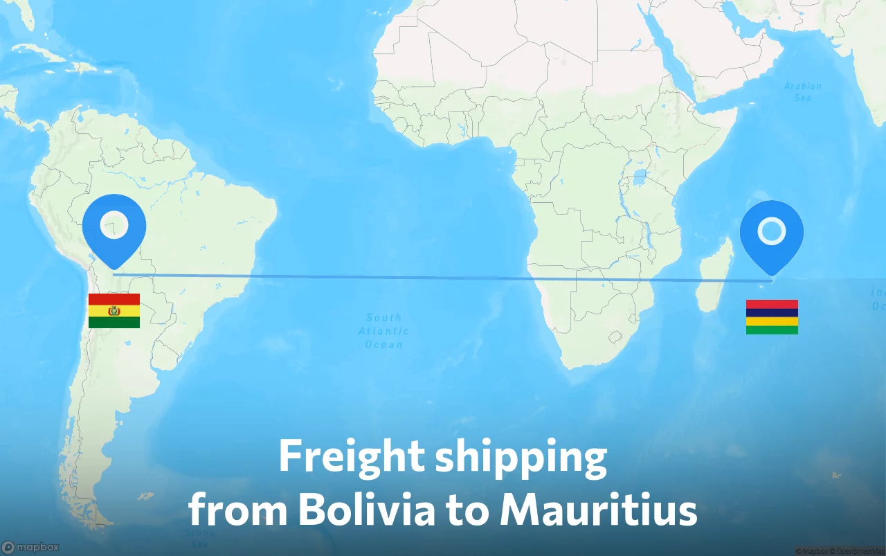 Shipping route from Bolivia to Mauritius