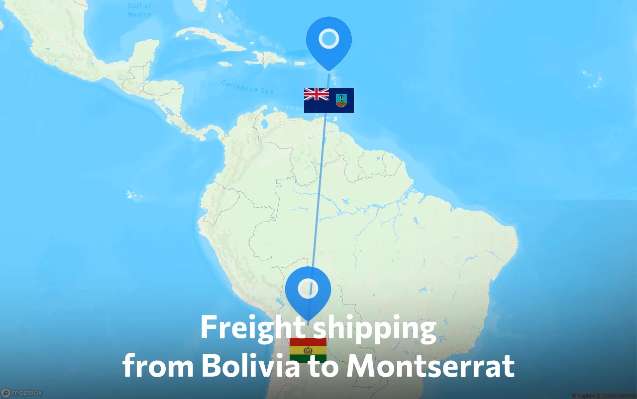 Shipping route from Bolivia to Montserrat