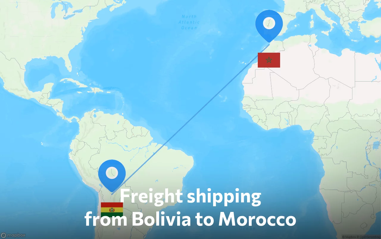 Shipping route from Bolivia to Morocco