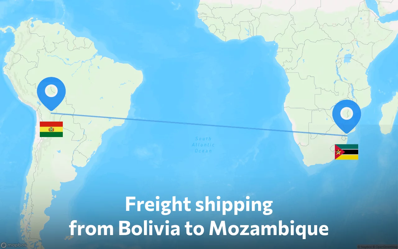 Shipping route from Bolivia to Mozambique