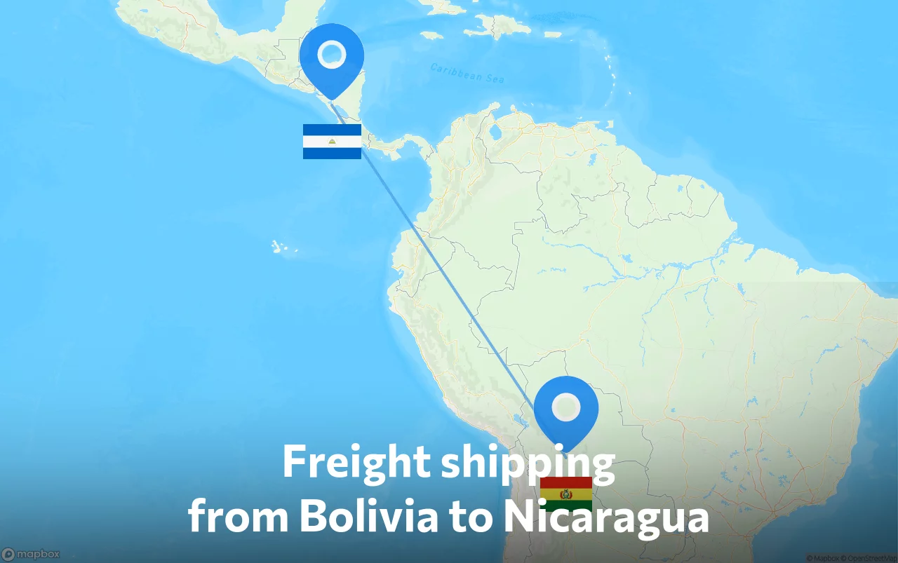 Shipping route from Bolivia to Nicaragua